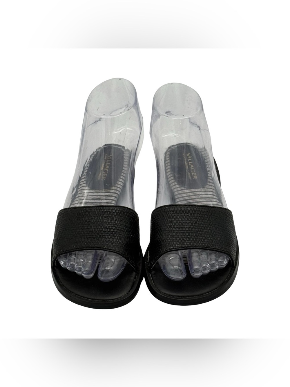 Villager Womens Slip On Sandals Size 6 Black Open Toe Flat Casual